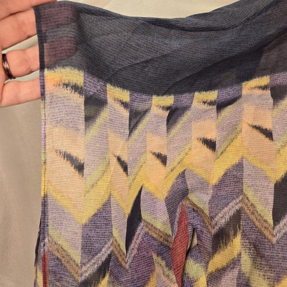 BCBGMAXAZRIA Suzy Chevron Dress Kaftan Small Sheer Overlay High Low Hem Lined - Picture 7 of 11